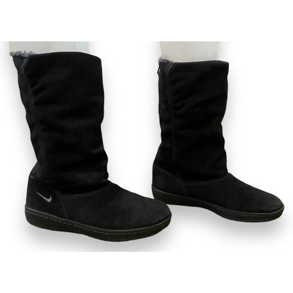 Nike Women's Sz 8 Boot Sneaker Hoodie Lined Chelsea Tall Slouch Leather Grey - Picture 2 of 8
